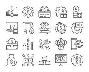 Finance analytics icon. Finance management line icons set. Vector illustration. Editable stroke.