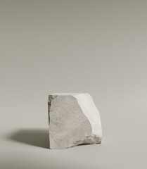 Brown stone podium, Cosmetic display stand on brown background. 3D rendering	