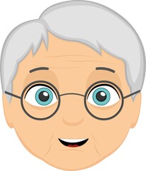 Vector illustration of a grandmother's face cartoon