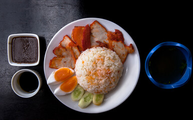 Barbecue Pork, Boiled Egg, Bowl, Color Image, Cooking