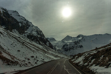 Snowy mountain road 