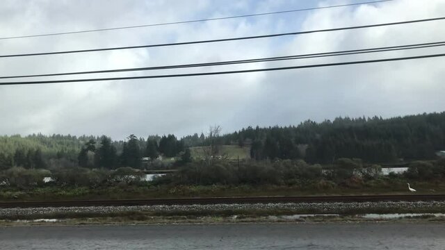 Driving On Highway 101 near Coos Bay, Oregon At Daytime - POV