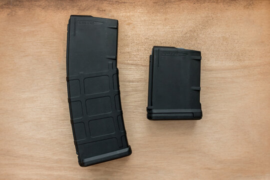 30 and 10 round bullet magazine for an AR-15 semi-auto assault rifle guns with .223 and .556 NATO bullets