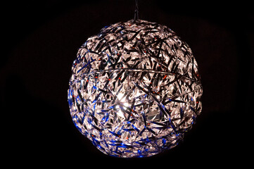 Crystal ball hanging in the dark