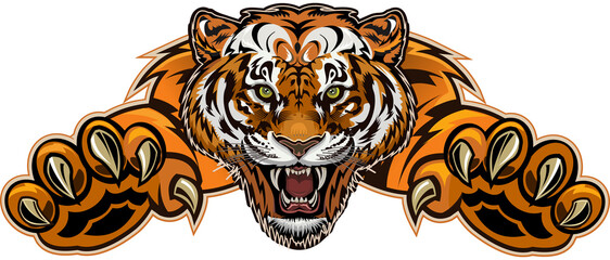 Angry Tiger Jump. Color Tattoo