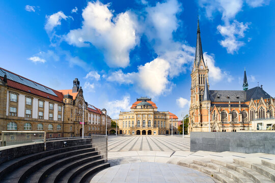Chemnitz Sachsen Kirche Platz Karl Marx Stadt Theaterplatz Opernhaus Chemnitz Petrikirche Stra&szlig;e der Nationen
