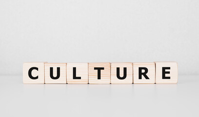 Word CULTURE made with wood building blocks