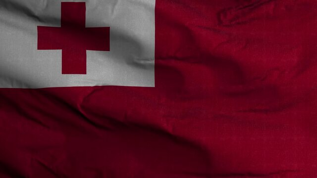 Tonga Flag Textured Waving Background 4K