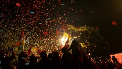 crowd of people dancing in the nightclub