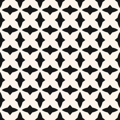 Black and white geometric seamless pattern with curved shapes, diamonds, grid, repeat tiles. Elegant gothic style texture. Simple monochrome background. Repeated design for decoration, print, textile