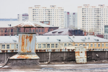 The territory and buildings of a large factory in Moscow. Russia - 408115803