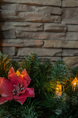 christmas decoration on wood background