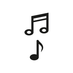 Music note icon on white background.