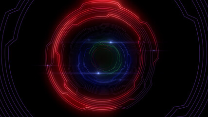 Digital Circuit Tunnel Network Technology internet data 3D illustration.