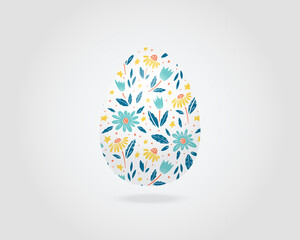Easter egg with floral ornament on background