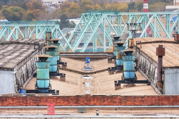 The territory and buildings of a large factory in Moscow. Russia - 408117086