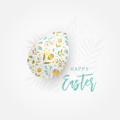 Easter egg with floral ornament on background and lettering