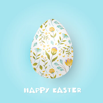 Easter egg with floral ornament on background