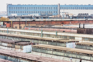 The territory and buildings of a large factory in Moscow. Russia - 408117283