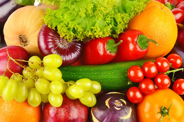 background from the collection of fruits and vegetables.
