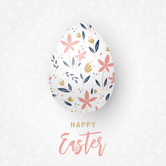 Easter egg with floral ornament on background