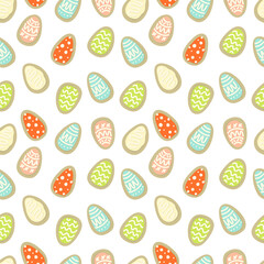 Vector Easter seamless pattern with cookie eggs