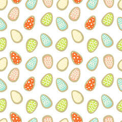 Vector Easter seamless pattern with cookie eggs