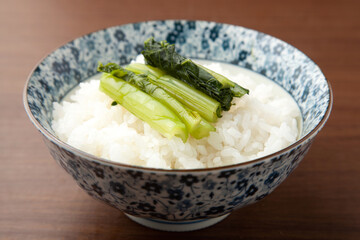 野沢菜漬とごはん