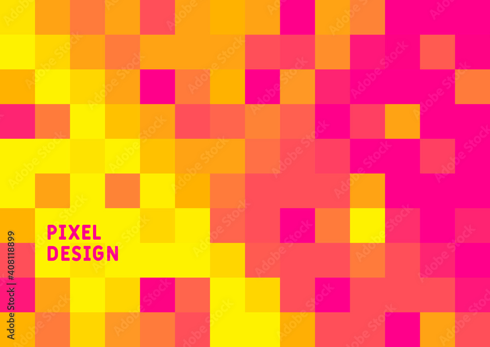Poster horizontal bright color abstract background with pixel graphic elements and place for text. vector i