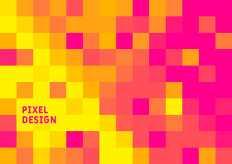 Horizontal bright color abstract background with pixel graphic elements and place for text. Vector illustration.
