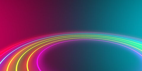 Abstract background. luminous swirl. Elegant glowing circle. Bright spiral. Glow ribbon. Empty space. .Sparkling particle. Space tunnel. Glossy orbit. Colorful ellipse