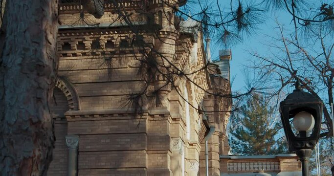 Palace of Duke Nikolai Romanov in Tashkent. The elegant palace built in 1891 with gray-yellow bricks. Video 2 of 19 Left