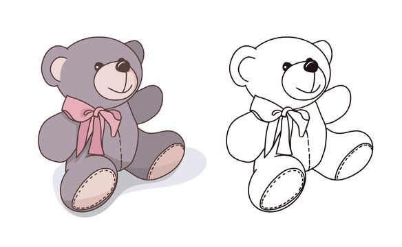 Drawing teddy bear color Royalty Free Vector Image
