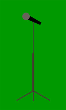 Vector image of a floor microphone on a stand on a green background