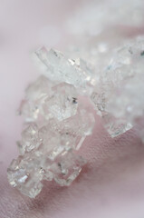 salt crystals on pink background