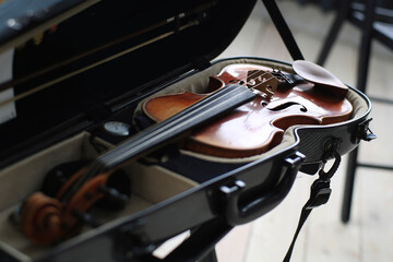 Vintage violin, an old and very beautiful musical instrument