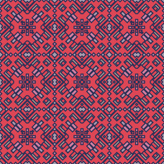 Creative trendy color abstract geometric pattern in pink red violet , vector seamless, can be used for printing onto fabric, interior, design, textile, carpet, rug.