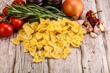 Raw Italian farfalle pasta for cooking