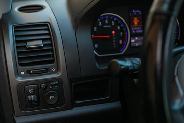 Car control panel. Front view.
