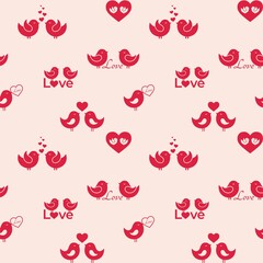 romantic seamless background with love birds. valentines day design