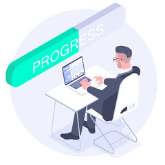 Employee during working day in office.