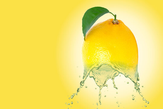 Fresh Fruit Juice, Lemon With Placeholder To Write Text