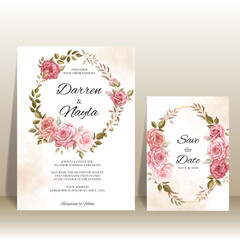 Fototapeta na wymiar Beautiful wedding invitation with rose ornament