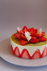 Fraisier cake with fresh strawberry