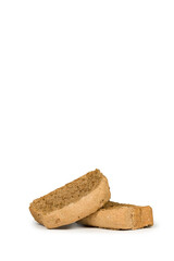 Pile of two barley rusks isolated on white background