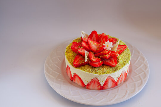 Fraisier cake with fresh strawberry