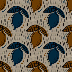 seamless repeating pattern with lemons. vector illustration