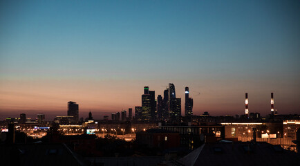 Naklejka premium sunseet view on Moscow city
