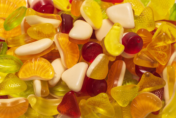 Assorted tasty gummy candies.