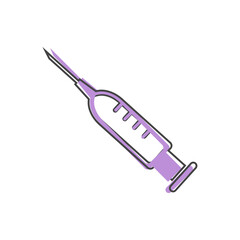 Medical syringe vector icon on cartoon style on white isolated background.